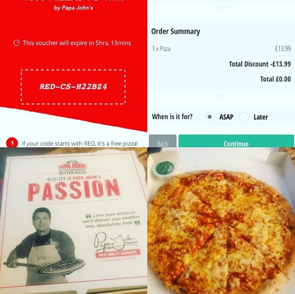 free papa johns pizza