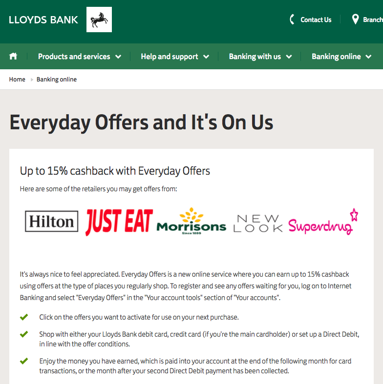 cashback with Lloyds