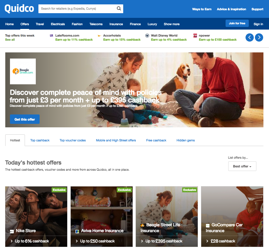 Quidco cashback website