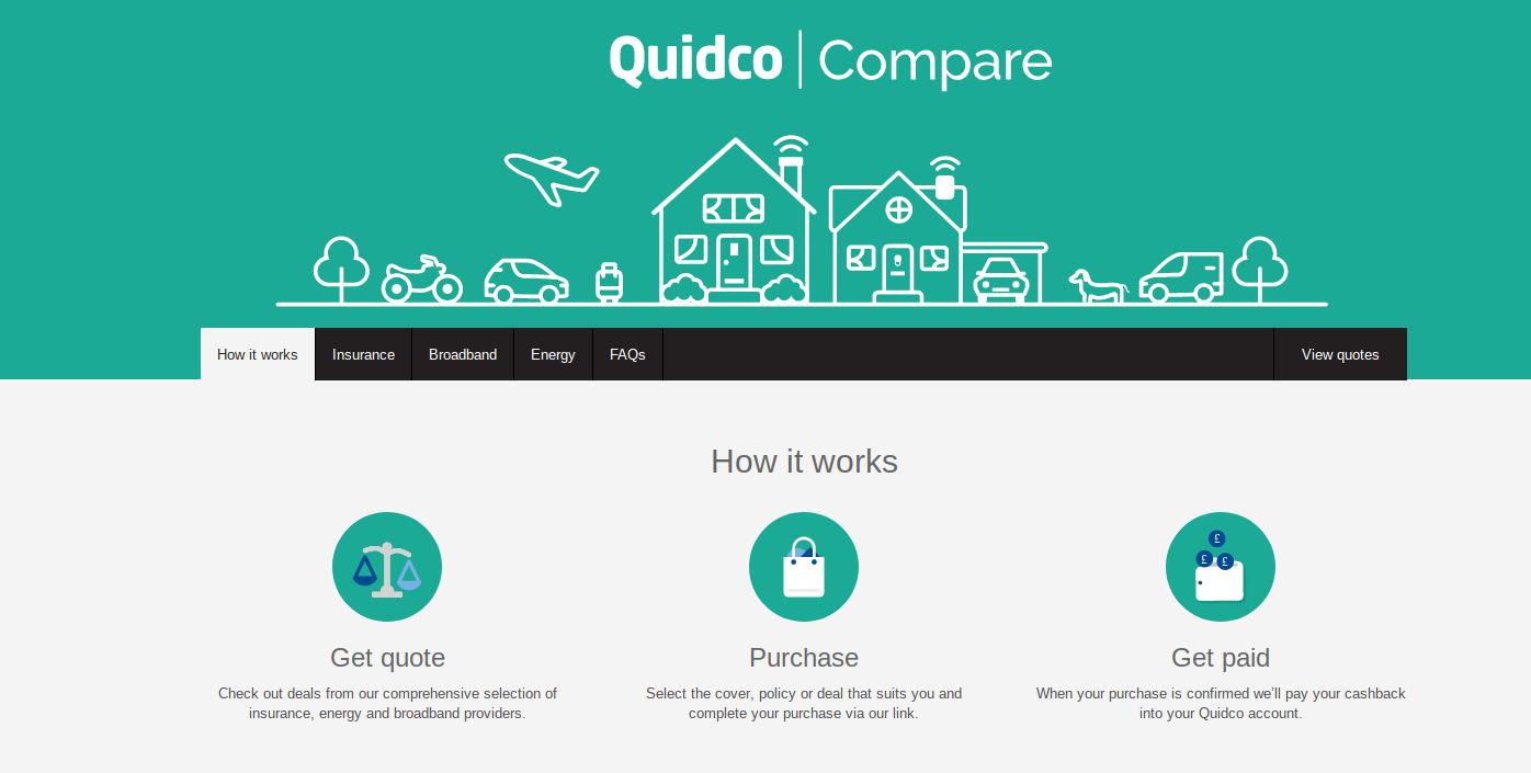 Cashback when you switch or compare insurance and utilities quidco