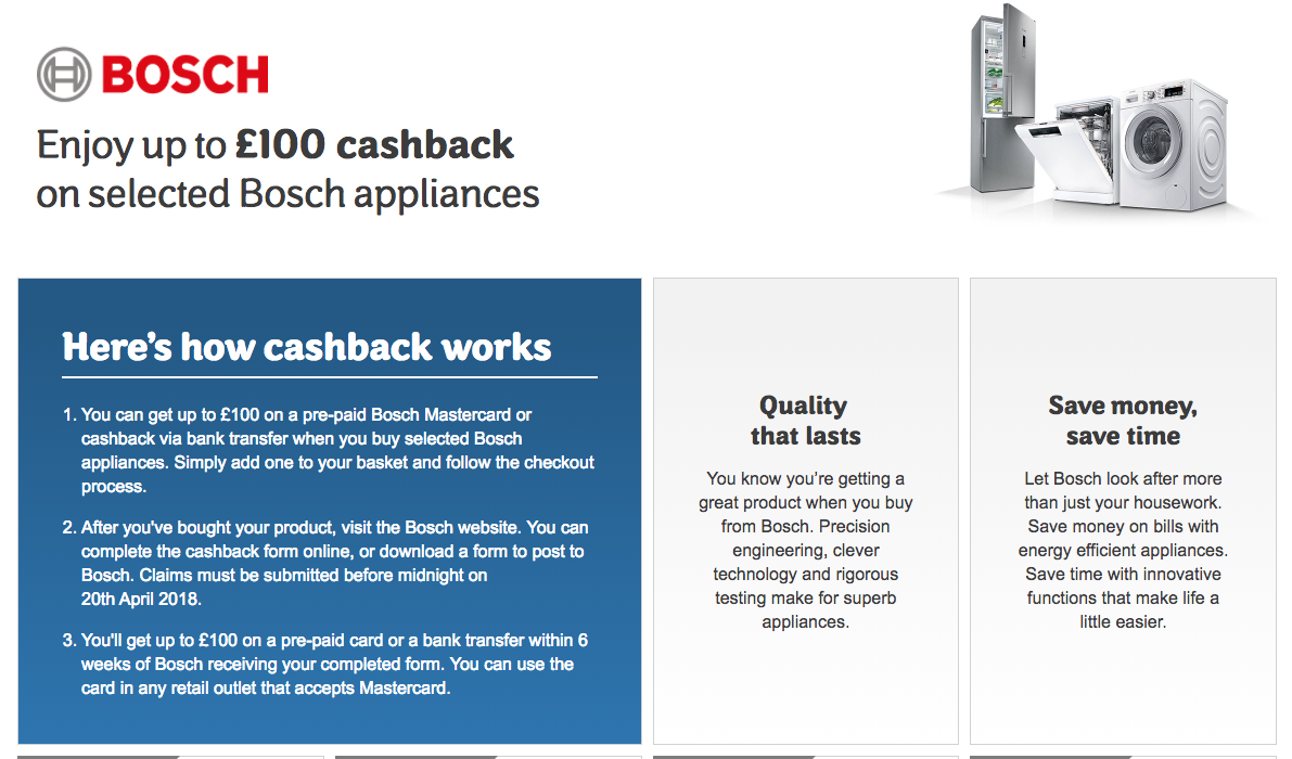 cashback on appliances