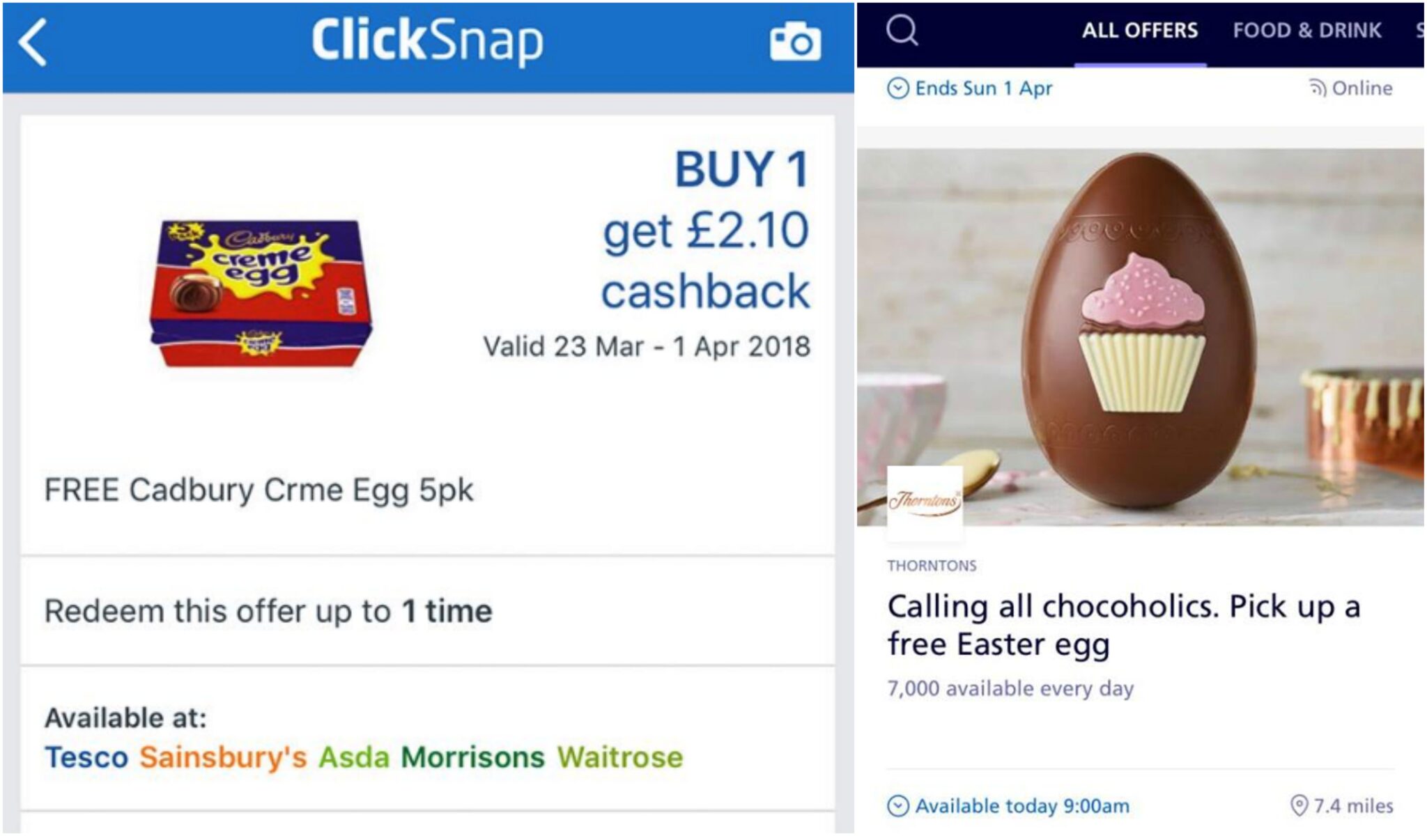 Free Easter Eggs and pack of creme eggs