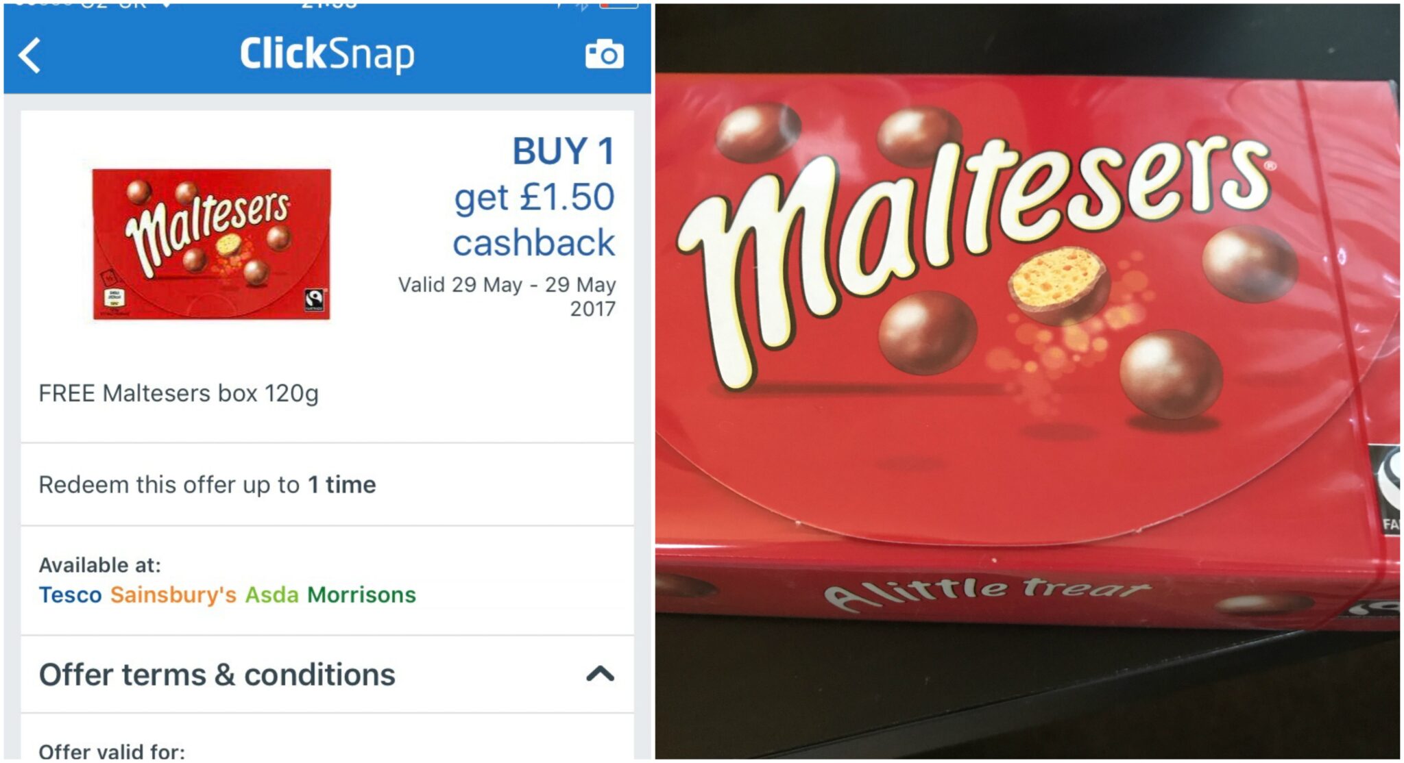 Free pack of Malteasers