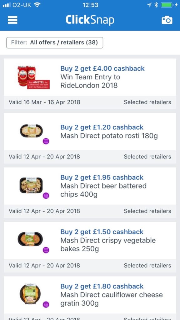 Quidco clicksnap supermarket cashback app