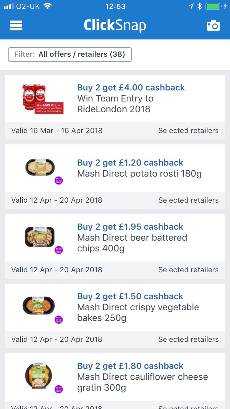 Quidco clicksnap supermarket cashback app