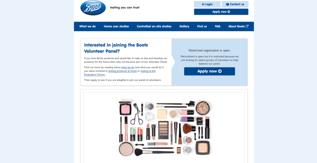 Boots volunteers product testing opportunities website