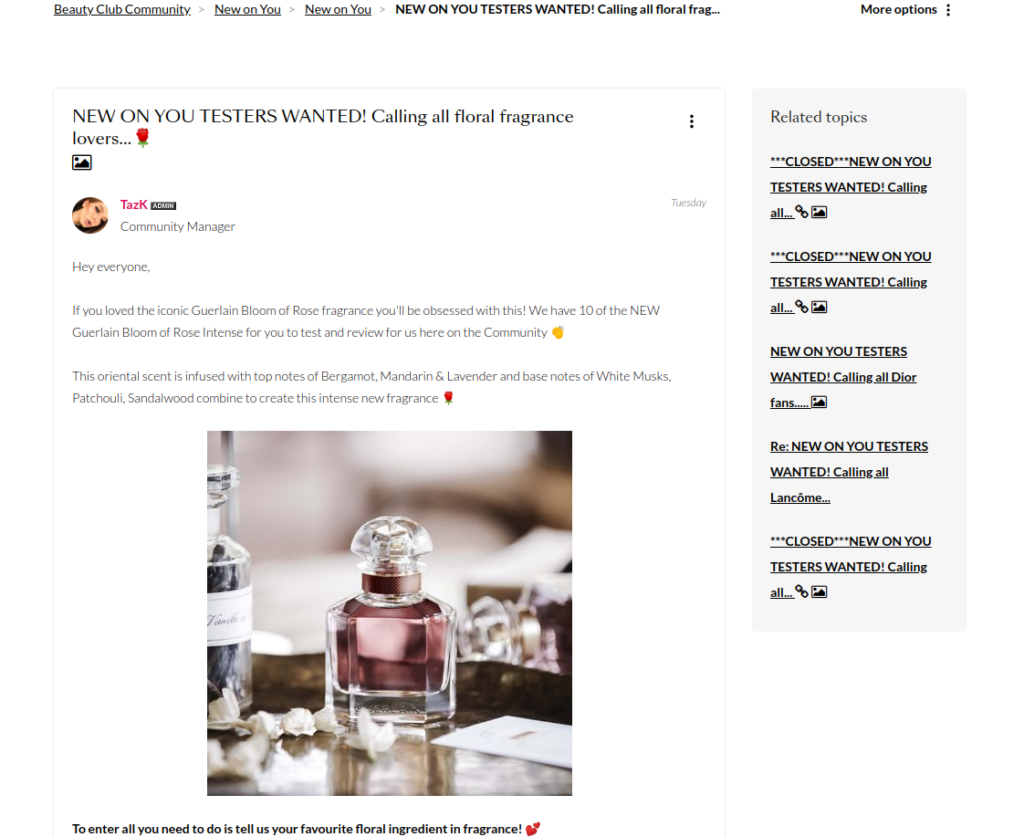 Debenhams beauty club new to you testers page