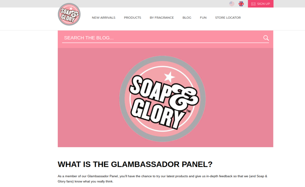Soap & glory blambassador product testing panel 