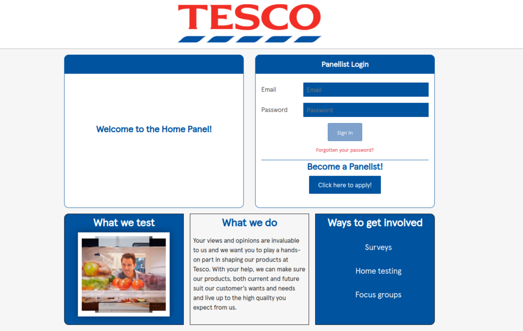 Tesco product testing panel