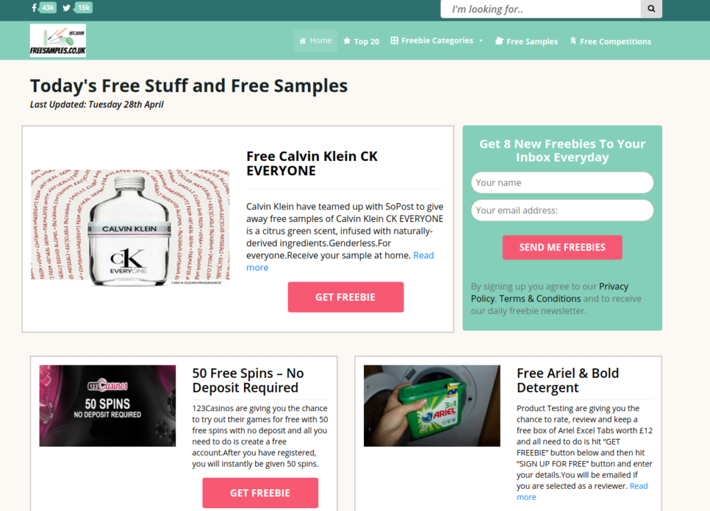 Free samples freebie site 