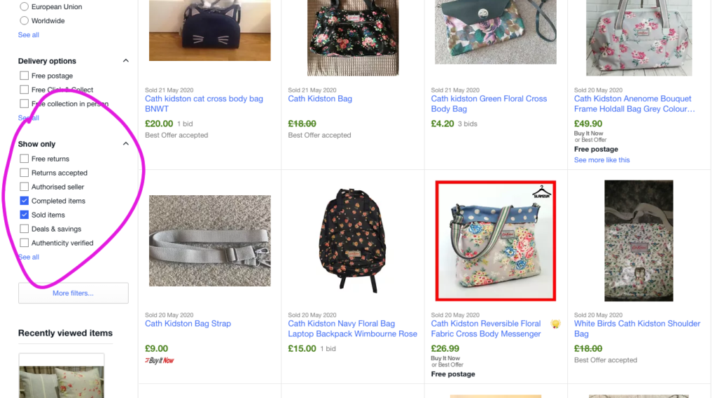 check sold items when your items are not selling on eBay