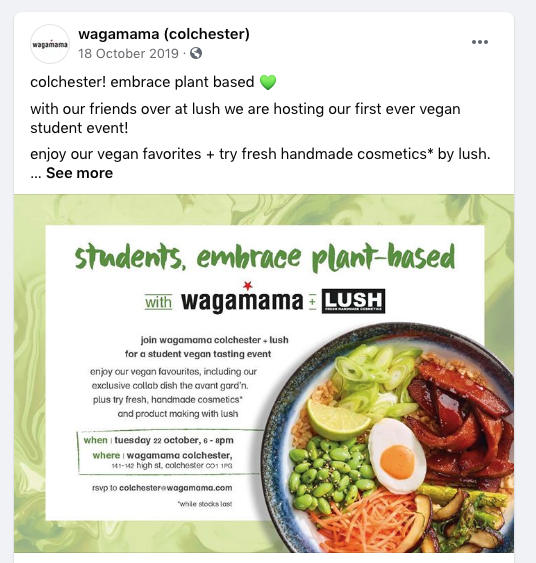 wagamama student tasting event