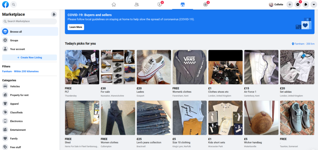 sell clothes on Facebook marketplace