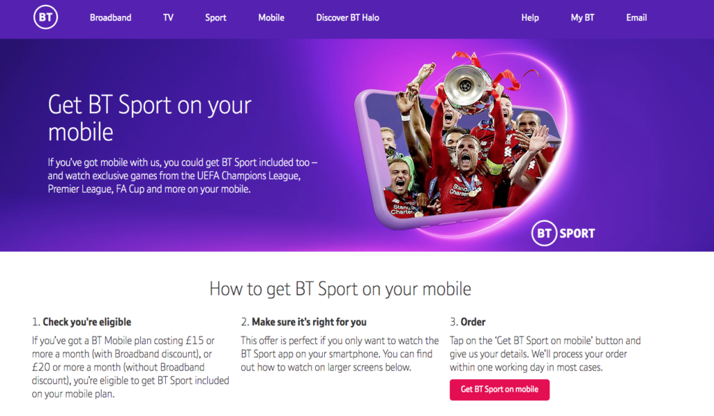 BT Mobile BT Sport