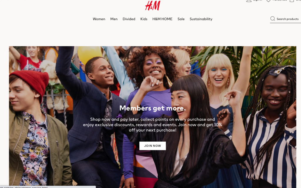 H&M Membership loyalty scheme