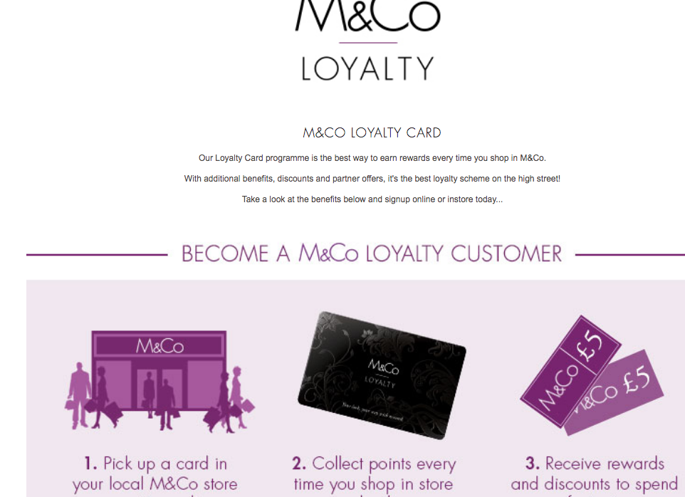M&Co loyalty card