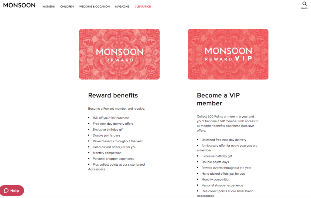 Monsoon rewards loyalty card