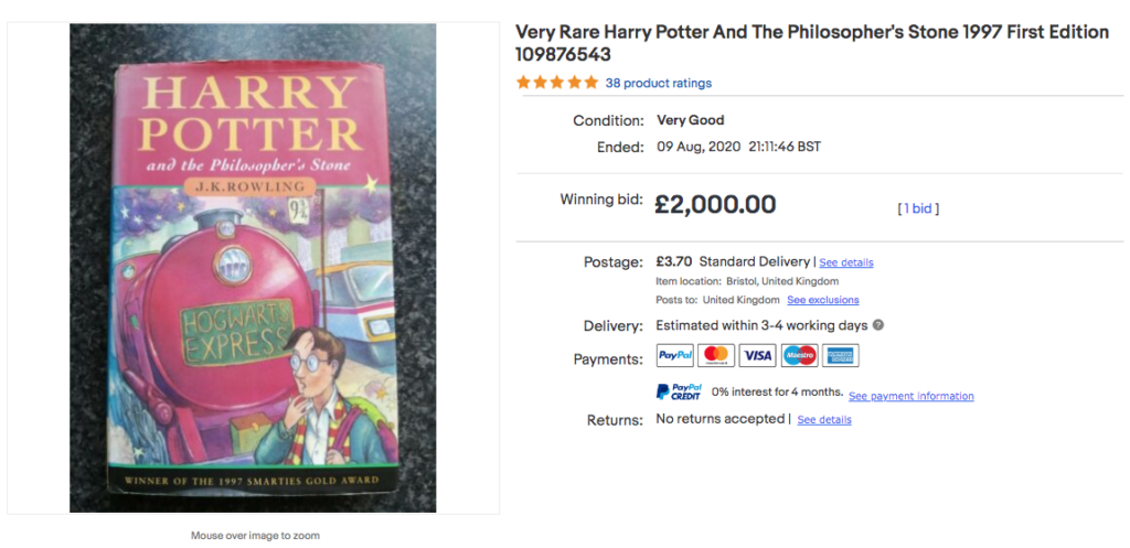 sell Harry Potter books online - first edition The Philosopher's Stone