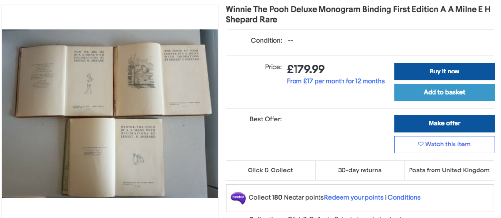 sell books on ebay - winnie the pooh collection rare