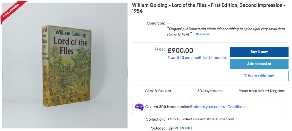 sell books - lord of the flies 