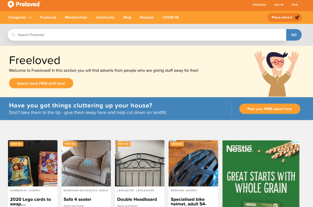 Freeloved local selling site free furniture