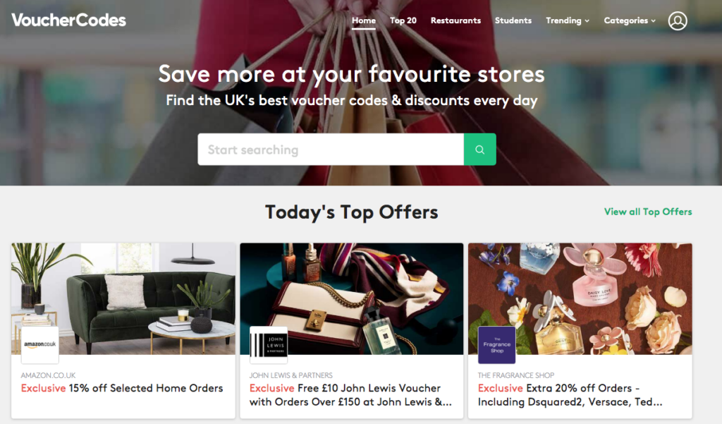 VoucherCodes website