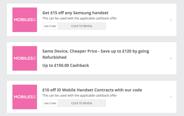 mobiles.co.uk cashback offers