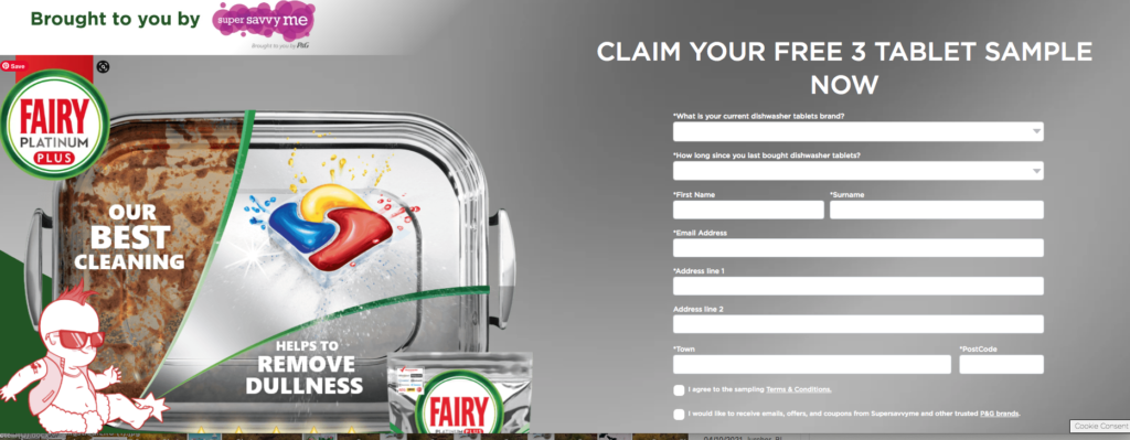 Free Fairy dishwasher tablet sample & coupon from Super Savvy Me