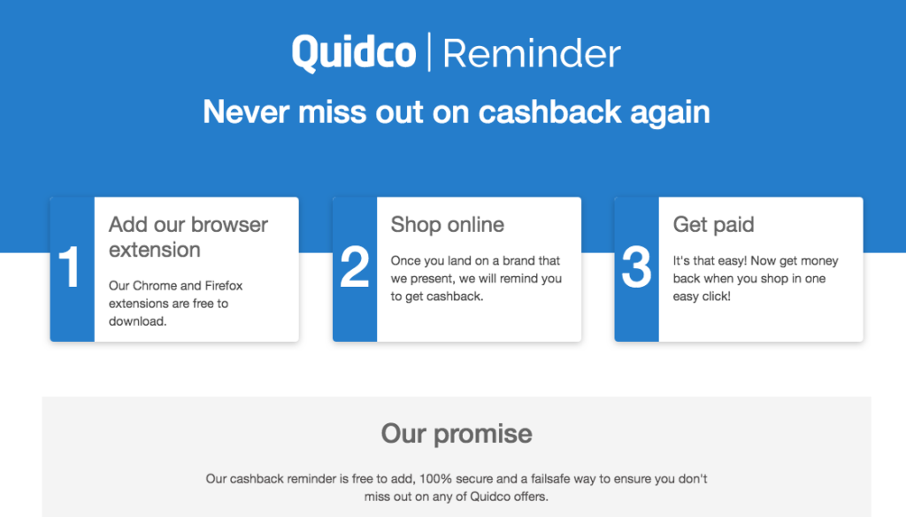 Quidco cashback reminder browser extension