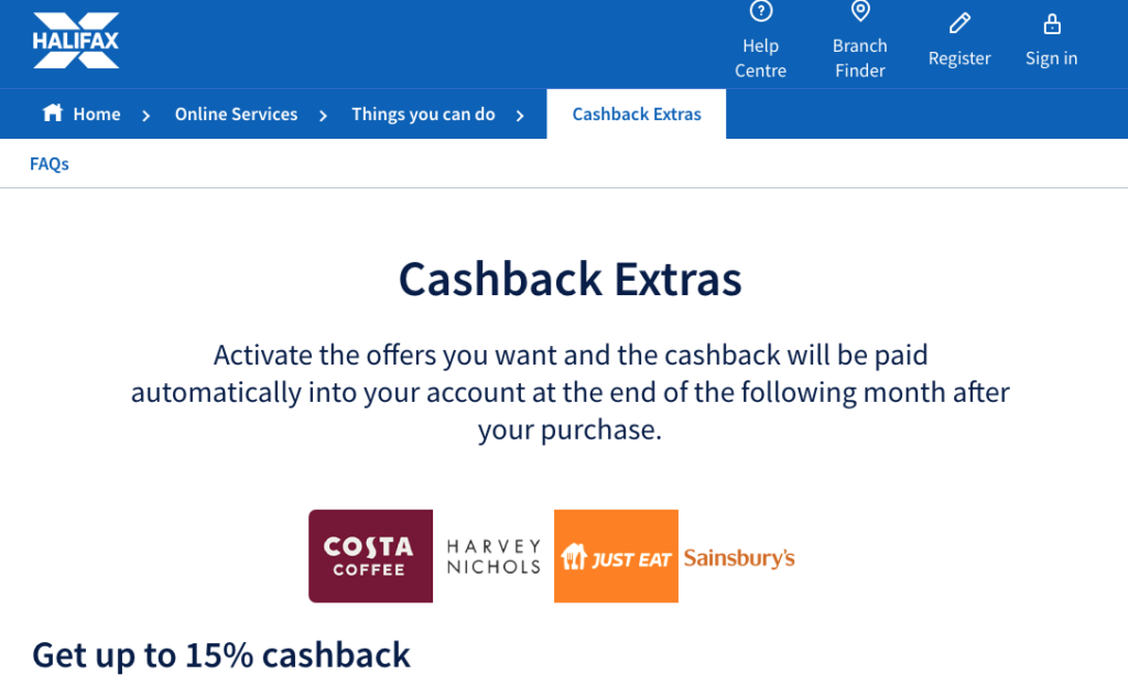 Halifax cashback rewards