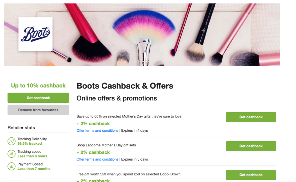 Quidco Boots cashback