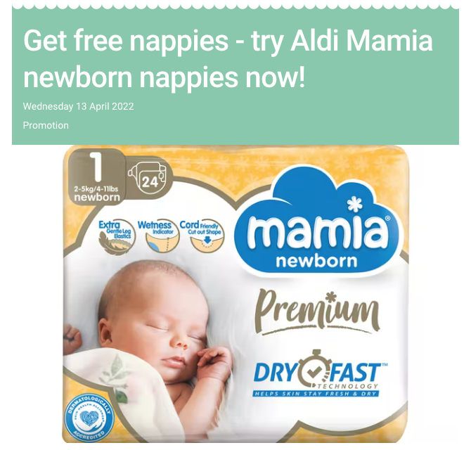 Baby Freebies - Netmums Free Aldi Mamia Nappies