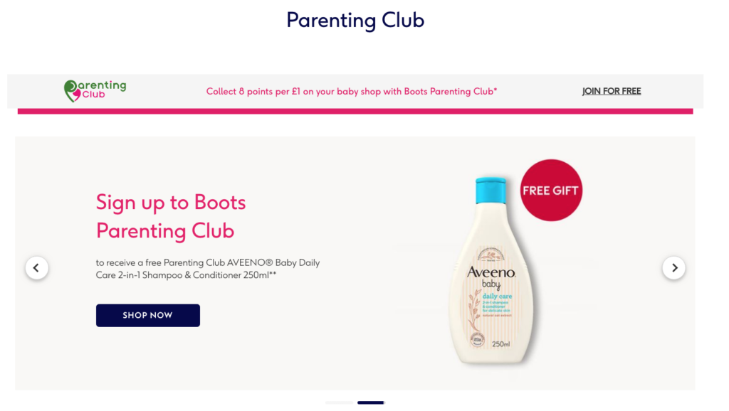 Boots Baby Club free gift
