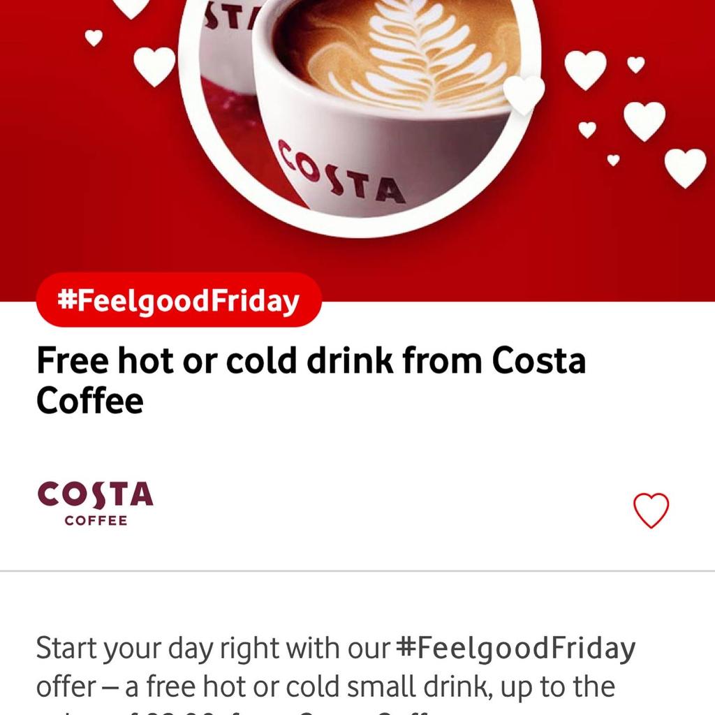 Vodafone free Costa Coffe