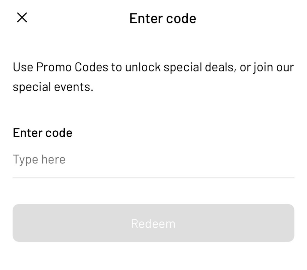 Promo code box