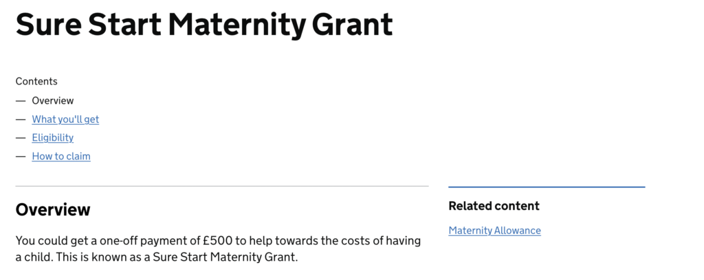 Maternity grant 