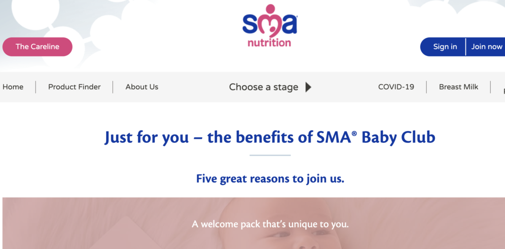 SMA Baby Club free baby milestones
