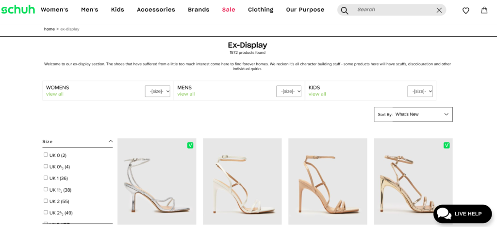Schuh imperfects ex display website