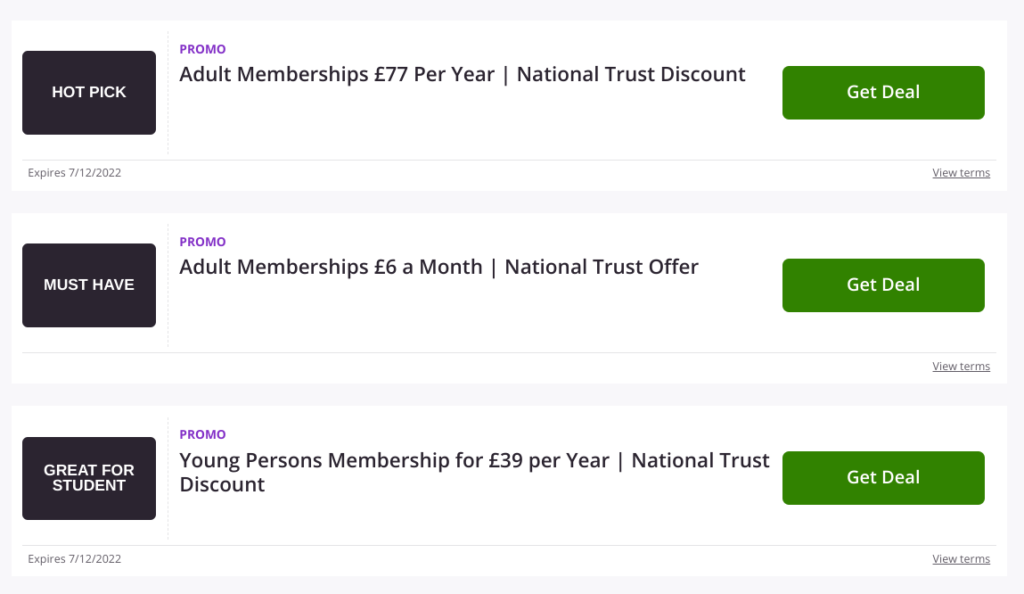 National Trust membership Groupon deals