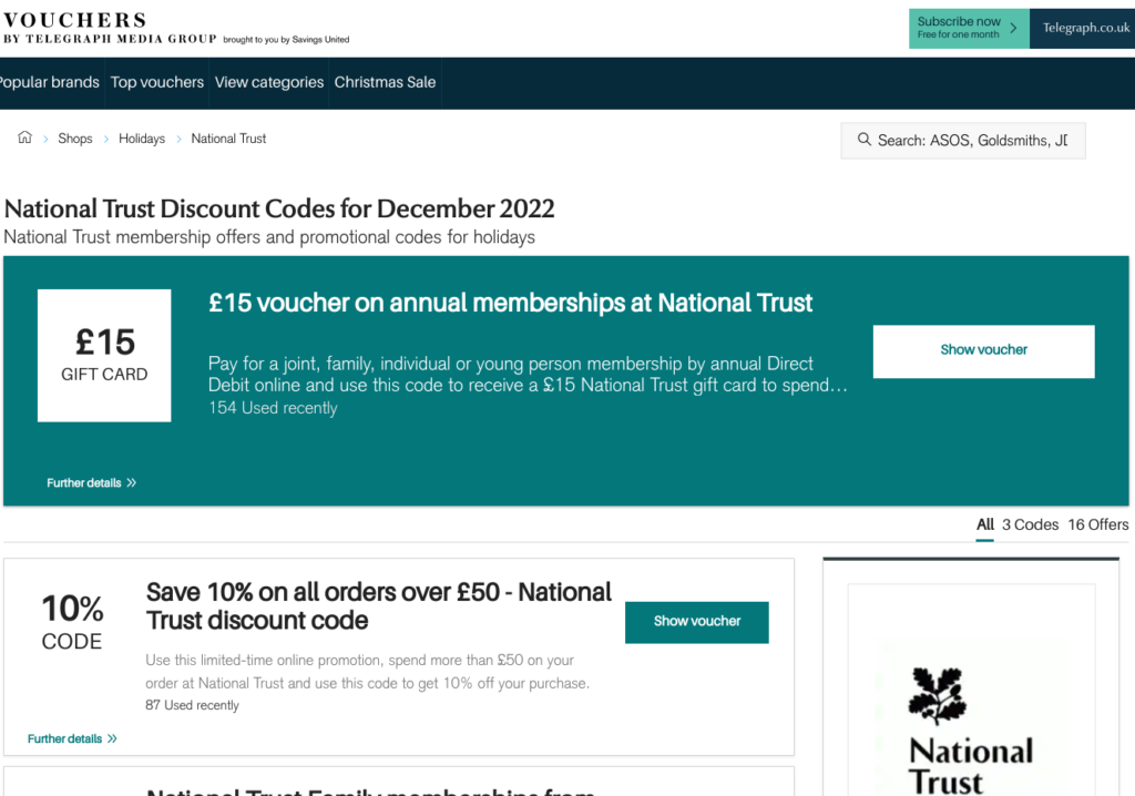 National Trust offers - Telegraph 