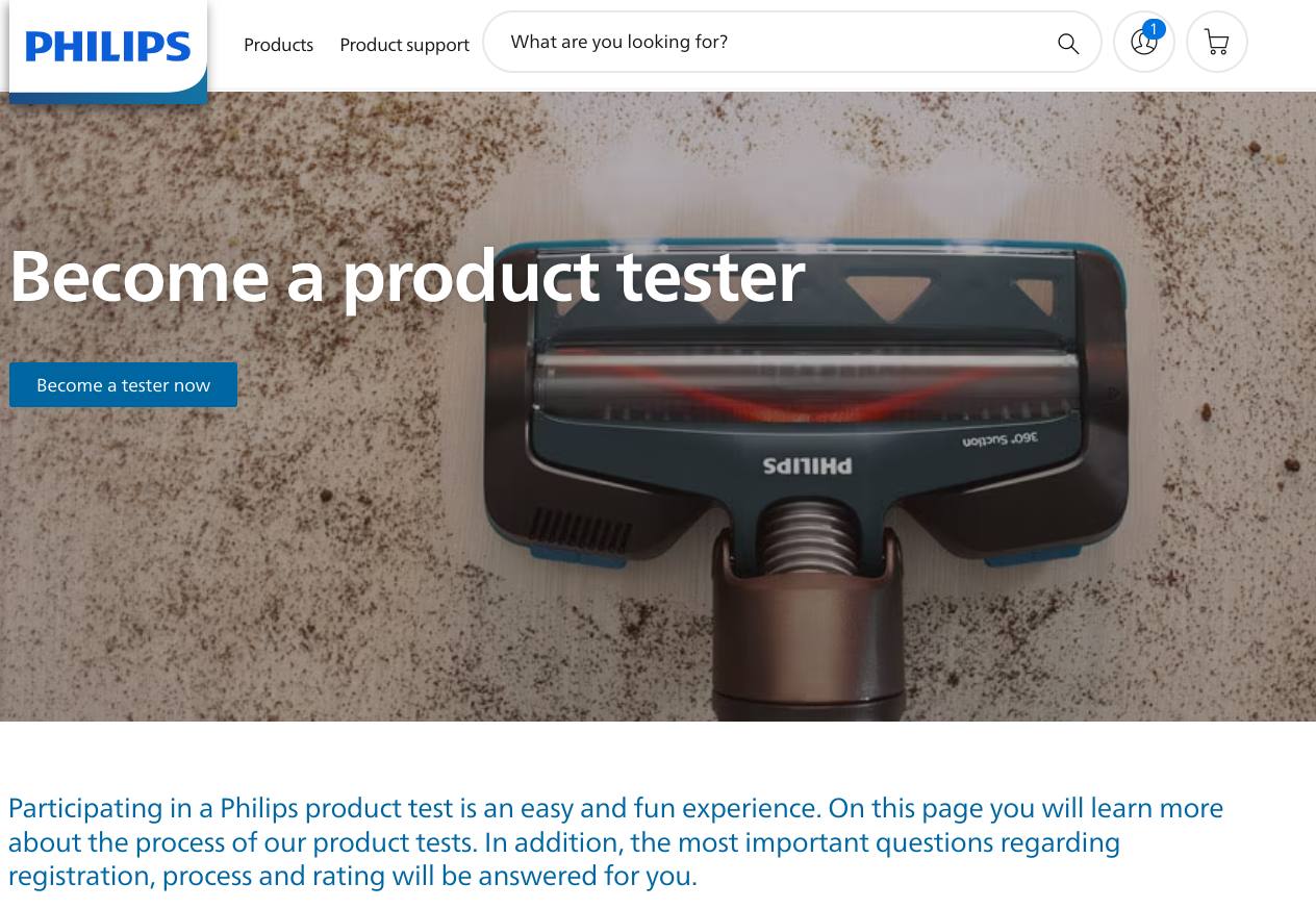 Philips product tester site