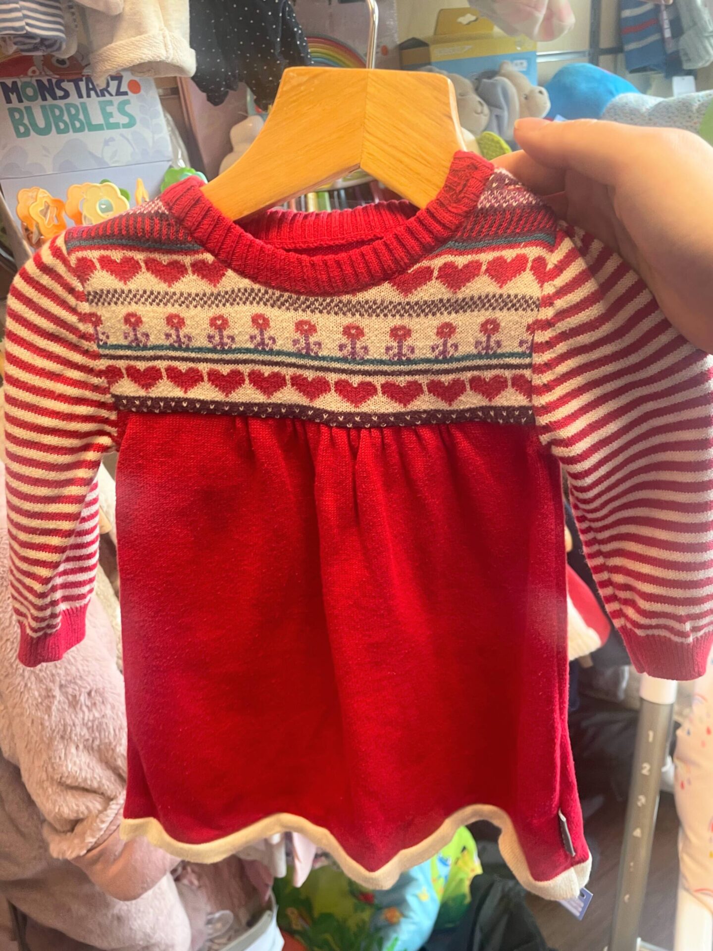Christmas charity shop baby jumper dress