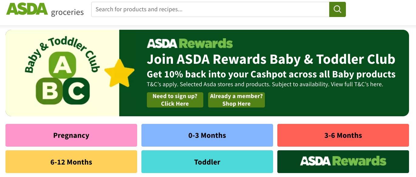 ASDA rewards baby clubs 