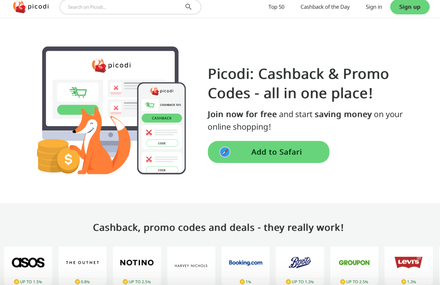 Picodi cashback site