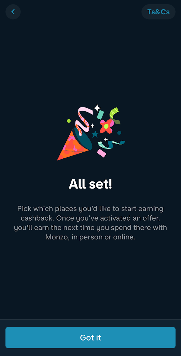 Monzo cashback app