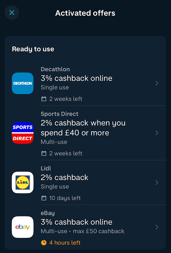 Monzo cashback ready to use